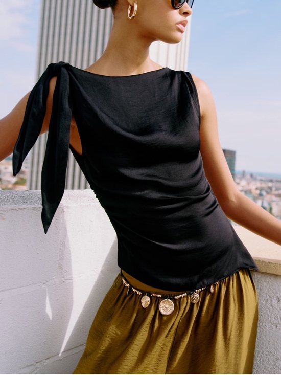 H&M Tops - H&M NWT Black Tie-Shoulder Sleeveless Top